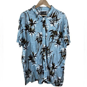 Banana Republic • Blue Palm Tree Cotton Button Down Short Sleeve